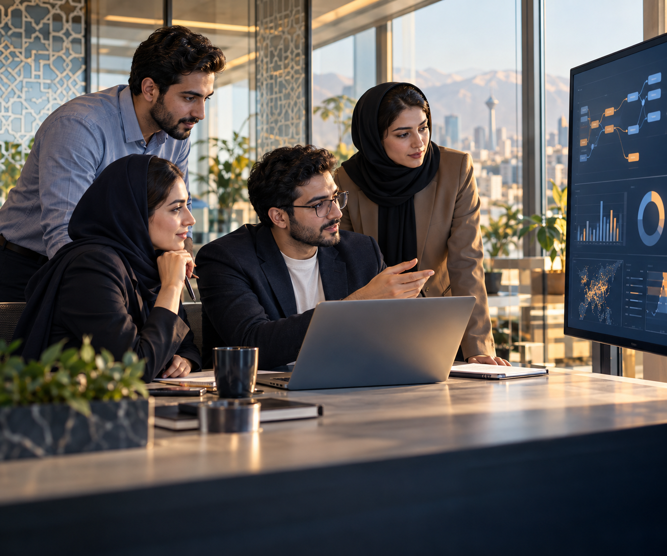 تیم آیسا در حال بررسی دادهها با کمک هوش مصنوعی